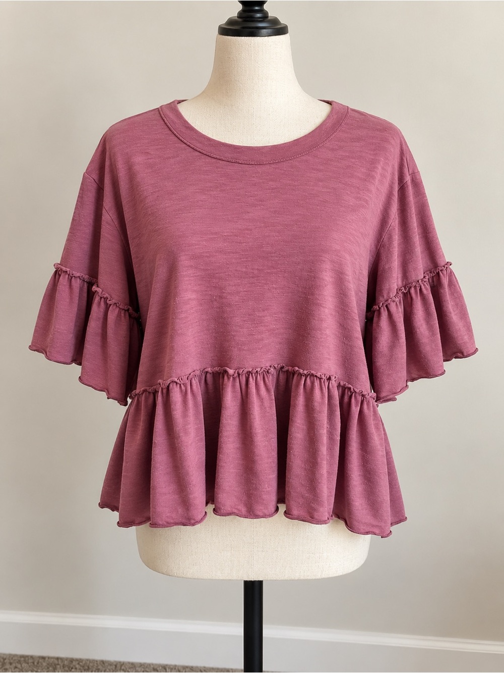 Altar'd State Ruffled Peplum Top - Mauve Pink